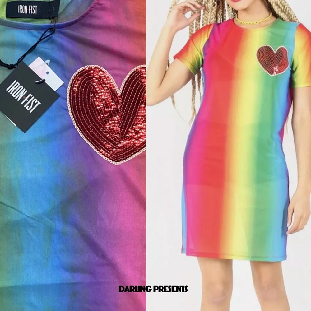 Iron Fist Somewhere Rainbow Dress Women Color Multi XL